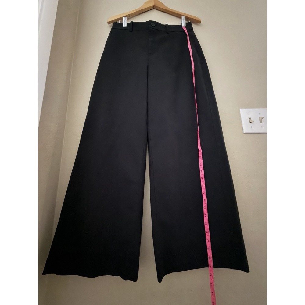 UNIQLO Wide Leg Dress Pants Black M Size 8 High Waisted Trouser Pockets 28–29 in - Picture 14 of 14